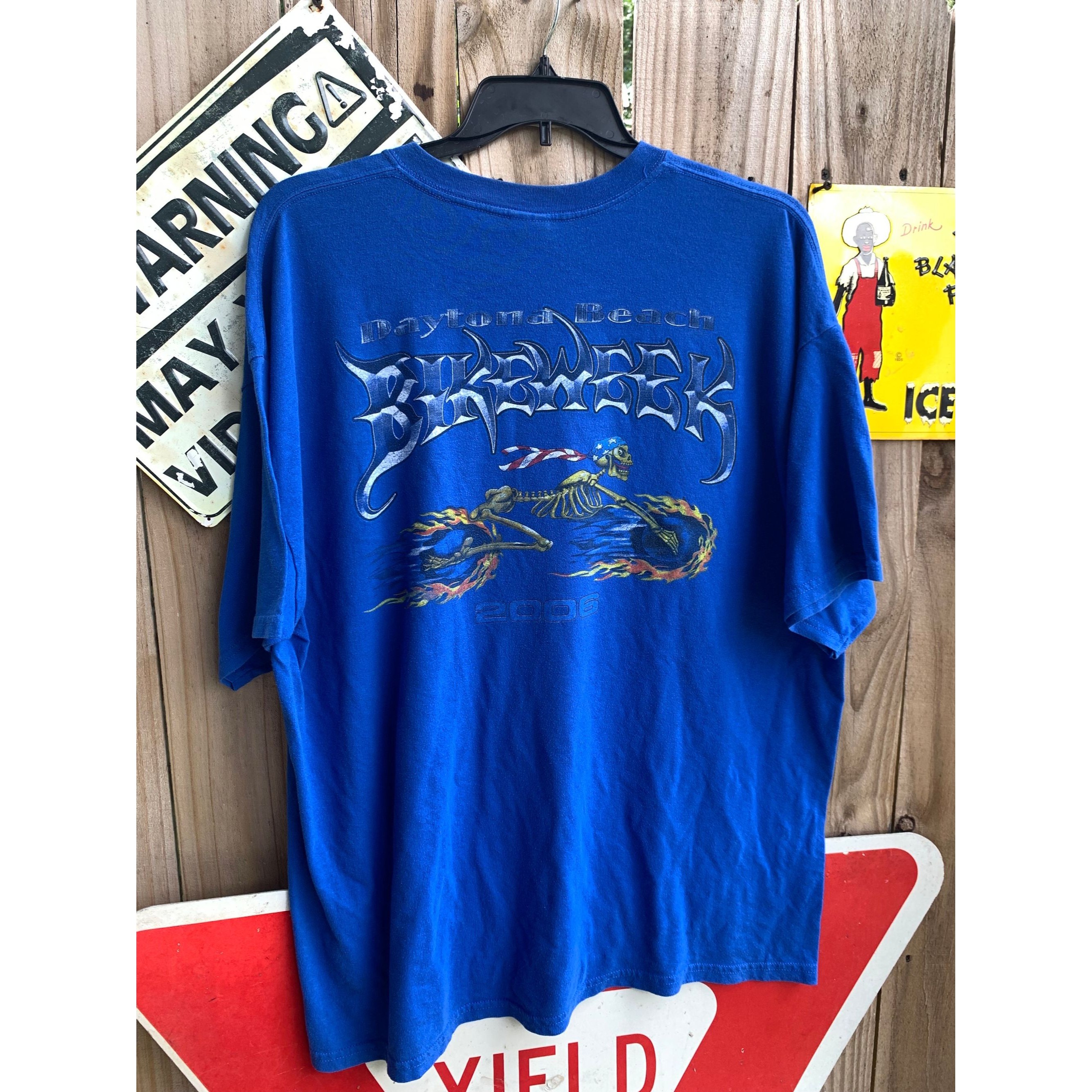 Vintage Y2k Daytona Beach Bike Week Skeleton Biker Tshirt Size Xxl